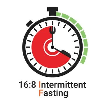 16/8 Intermittent Fasting (IF) is a form of time restricted fasting eating. Stock Illustration