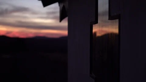 1681. Reflection of Sunset in the Church Window 4K Stock Footage 88734072