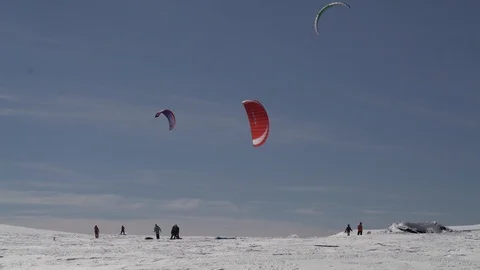 1685. Three Snow Kites 4K Video stock 88734283