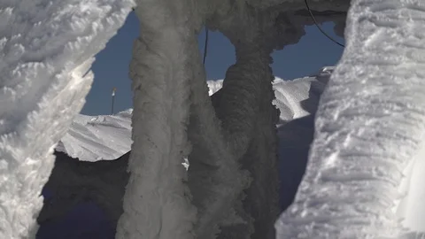 1691. Corridors of Snow Forms in the Sun 4K Stock Footage 88734673