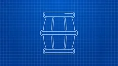 White line Wooden barrel with honey icon isolated on blue background. 4K Video