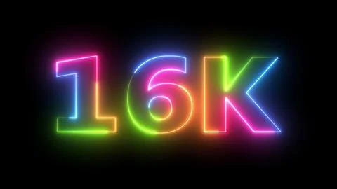 16K Neon Text Multicolored Glowing Outline Animation on Black Background Di.. Stock Illustration