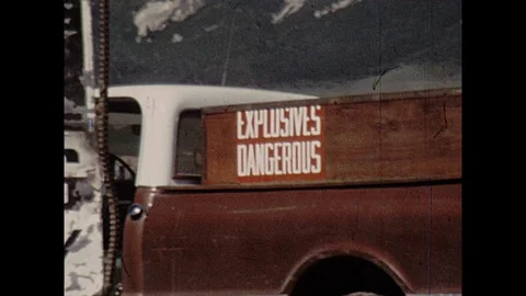 16mm 'Danger Explosives' sign Video stock 129857836