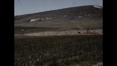 16mm dragline excavators on surface mining site Stock Footage 129854590