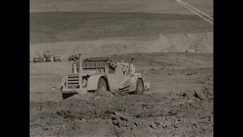 16mm earthmover on mining site Stock Footage 129856871