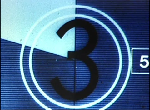 16mm Film Countdown Clock ( 5 seconds) Stock Footage 138443009
