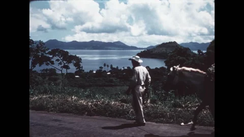 16MM - MEXICO - farmer with donkey walking on the road - Acapulco - 1963 Stock Footage