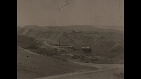 16mm pan across surface mining site Video stock 129846070