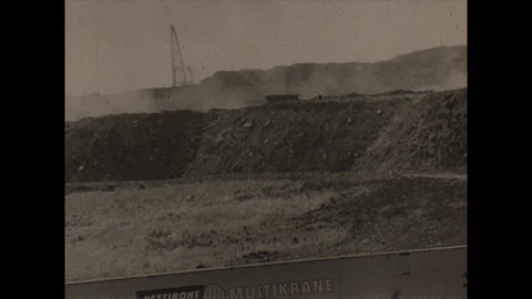 16mm pan of surface mining site Stock-Footage 129846442