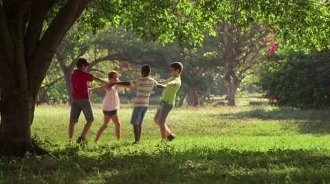 16of18 Children playing, dancing, young people, summer fun, friends, group Stock Footage 41651885