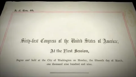 16th Amendment US Constitution Aged Historical Taxation Document 2 Stock Footage 339341689