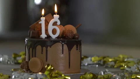 16th Birthday Cake with decorations 스톡 동영상 249982307