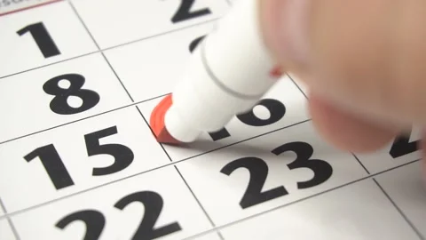16th of the month. Dolly Shot. The Date is Highlighted in Red on the Calendar Stock Footage 224484754