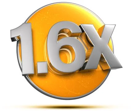 1.6x 3d rendering on the  yellow circle behind the white background.(with Cli Stock Illustration