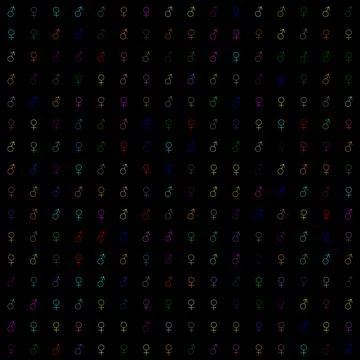 16x16 cells matrix for a total of 256 mixed male and female symbols with ra.. Stock Illustration