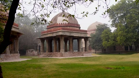 17-1-24; Architectural Features of Central Tombs in Madrasa Hauz Khas Stock Footage 262124479
