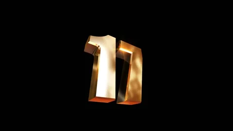 17, 3d golgen text number on black background 스톡 동영상 127598933
