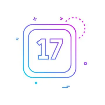 17 Date Calender icon design vector Stock Illustration