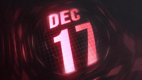 17 December in 3d motion graphic. Infrared calendar in futuristic and tech Stock Footage 292948548