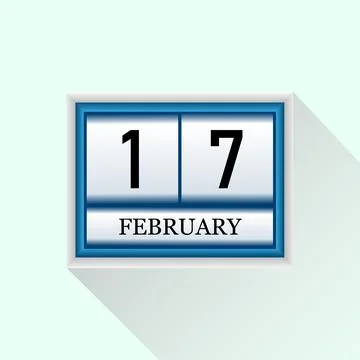 17 February Vector flat daily calendar icon. Date and month. Ilustração Stock