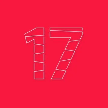 17 font, linear stroke number. Modern trendy, creative style design. For logo Stock Illustration