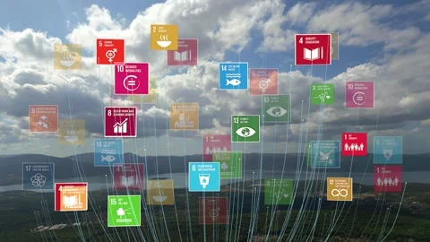 17 Global Goals Concept Earth Plexus Design Motion Graphic Animation Stock Footage 310745017