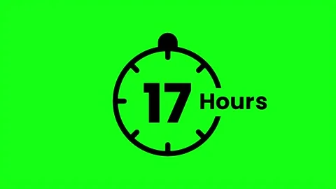 17 Hours green screen animation. Service opening hours, work time or delive.. Stock Footage 333139351