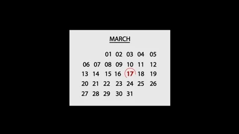 17 March Calendar Date Animated. 17 march Calendar icon. Video stock 301770849