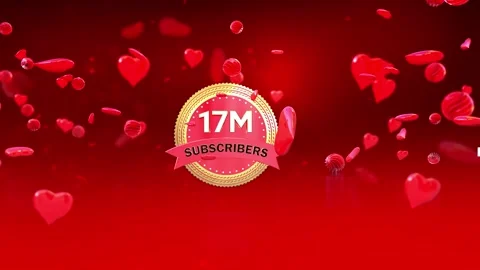 17 Million Subscribers celebration background with a golden badge Stock Footage 320245577