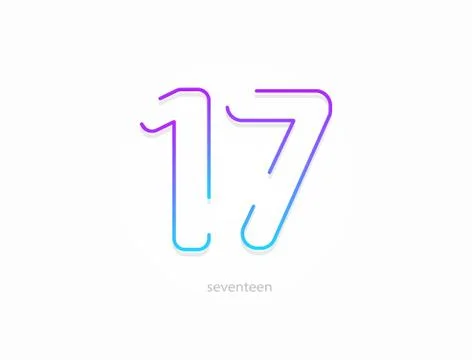 17 number, modern gradient font alphabet. Trendy, dynamic creative style desi Stock Illustration