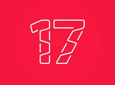 17 number. Modern trendy, creative style design. For logo, brand label, desig Illustrazione stock