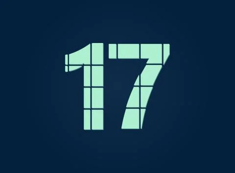 17 number, vector desing font.  Made of knife cut. For logo, brand label, des Stock Illustration