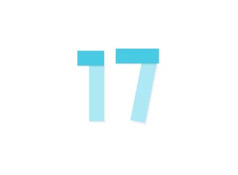 17 number, vector logo, paper cut desing font made of blue color tones .Isola Stock Illustration