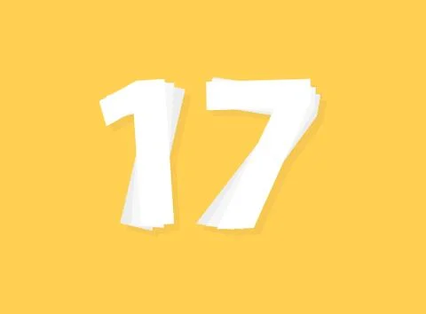 17 Number vector, modern layers design font. Eps10 illustration Illustrazione stock