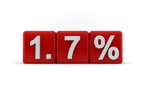 1.7 percent embossed on red cubes Stock Illustration