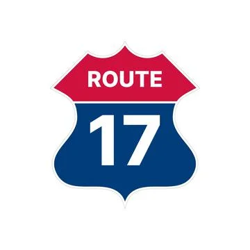 17 route sign icon. Vector road highway interstate Stock Illustration