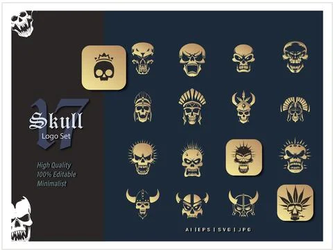 17 skull icon set Stock Illustration