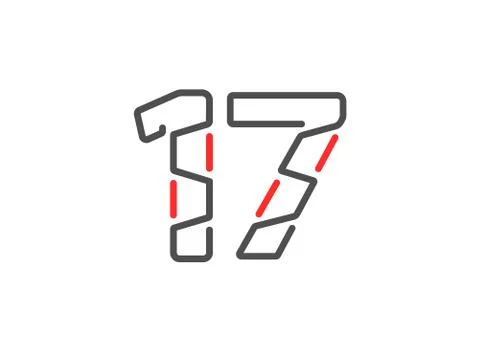 17 vector number. Modern trendy, creative style line design. For logo, brand  Stock Illustration