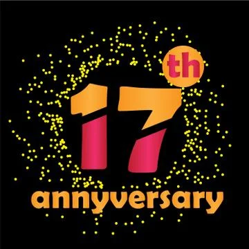 17 Year Anniversary Vector Template Design Illustration - Vector Stock Illustration