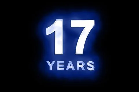 17 years in glowing white numbers on blue Stock Illustration