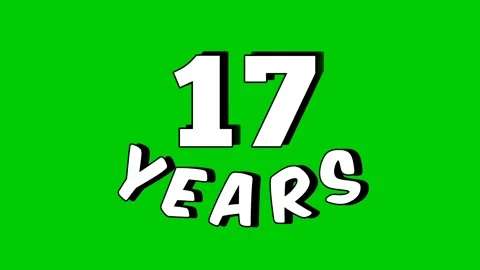 17 years text animation motion graphics cartoon on green screen Stock Footage 307919705