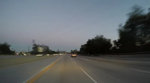 170 Freeway to 101 Freeway South at Dusk Stock Footage 62690114