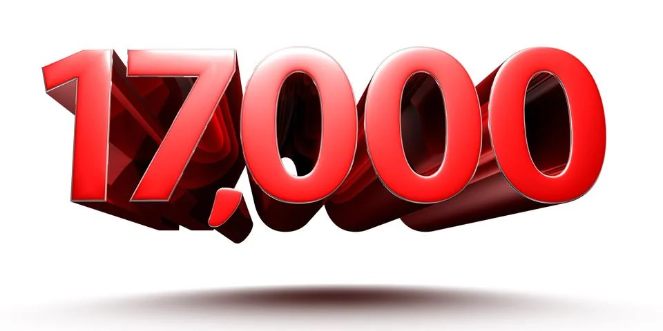 17000 numbers in a 3D rendering, white background with clipping path. Stock Illustration