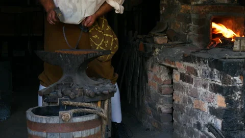 1700s Blacksmith making S hook 2 Stock Footage 168086764