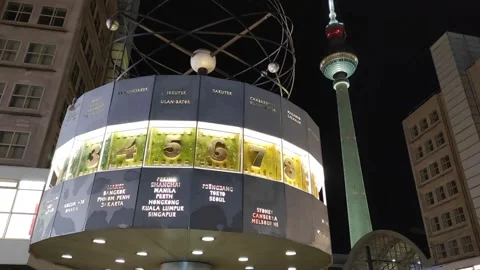 17.07.2024, Berlin, world time clock at Alexanderplatz Stock Footage 280837315