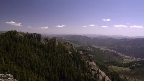 1711. High View on Mountain Town and Clouds 4K Stock Footage 88736932