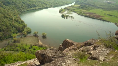 1720. Rocks and River View 4K Stock Footage 88737152