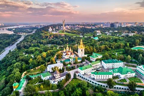 Kiev Pechersk Lavra and the Motherland Monument before the war with Russia. UNESCO world heritage in Kyiv, Ukraine xkwx kiev, ukraine, travel, view, building, kyiv, city, church, landmark, cathedral, lavra, religion, cityscape, monastery, sky, historical, old, aerial, orthodox, memorial, monument, landscape, unesco, europe, panorama, famous, skyline, motherland, evening, statue, hill, epic, dramatic, cloud, town, capital, ancient, golden, dnieper, river, pechersk, architecture, christian, tower, sightseeing, ukrainian, drone, scenery