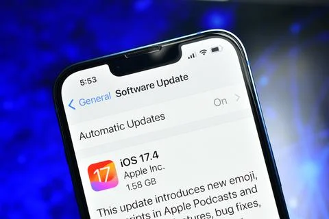 17.4 ios update on iphone Stock Photos