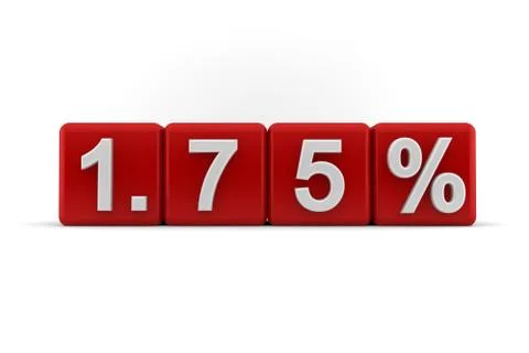 1.75 percent embossed on red cubes Stock Illustration